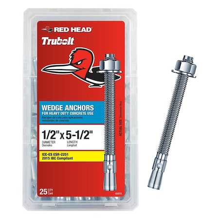 Red Head Wdg Anchor 1/2X5.5" 25Pk 12373